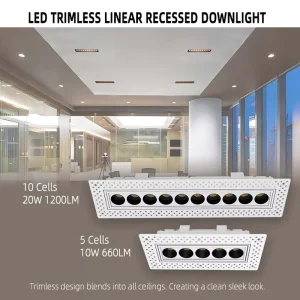 18W 5CCT IC Rated Linear LED Downlight Triac Dimmable Recessed Light ETL 1200LM 30° 45° Beam Angle for Commercial Hotel Retail