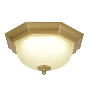 18W American Style Antique Iron Art Round Gold Black LED Ceiling Lamp for Bedroom Balcony Corridor Hall Lighting
