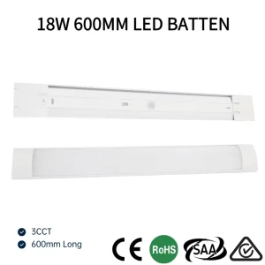 18W LED Batten Light 0.6m 2ft Aluminum & PC Body Slim Design 3-CCT Tri-color Linear Fitting for Australia Market