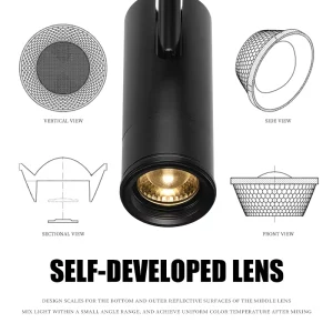 18W Zoomable Anti-Glare Aluminum COB Track Spotlight Adjustable Dimmable 2700K-6000K Color Temp Modern Design Museum Art Gallery