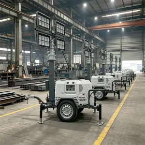 18m Trolley Mobile Light Tower Moving Head LED Tower Light Industrial for Extreme Job Sites