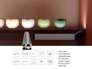 18mm Cabinet Shelf LED Aluminum Profile Channel Upward Light Plastic Surface Mounted Furniture Lighting YB1002-31