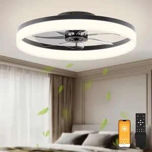 19.7 Inch 6 Wind Speeds Smart Led Ceiling Dining Light and Fan Combo Coffee Shop Lamp Ceiling Fan