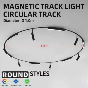 1M Circular Magnetic LED Track Light Modern Design 48V DC Aluminum Dimmable Ceiling Linear Spotlight Rail Lighting System