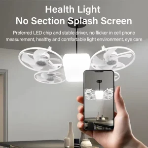2 in 1 LED E27 Ceiling Fan Light AC 110 220V with Remote 3 Color Temp 3 Speeds Dimmable Adjustable for Bedroom Home Restaurant