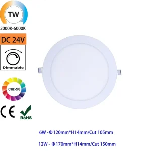2000-6000k 12W Smart Home Ceiling Light 170mm Cct 24v Pwm Loxone Tree Control4 Dali KNX Gvs Tuya Dimmable LED Panel Light