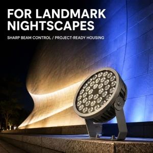 200W 300W High Bright LED IP66 AC High Outdoor Circular Spotlights for High rise Buildings Gardens Narrow Asymmetrical Angles