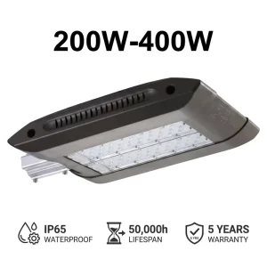200W 400W AC IP65 Waterproof High Brightness LED Street Light with High CRI >70 50000 Hours Lifespan