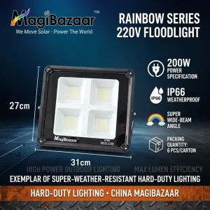 200W AC Series Commercial Aluminum LED Flood Light Super Bright IP66 Waterproof Exterior Security Area Lighting for Parking Lot