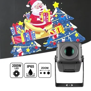 200W Aluminum LED Outdoor Gobo Projector Zoom Christmas Logo Light IP65 DMX Control Advertising Lights