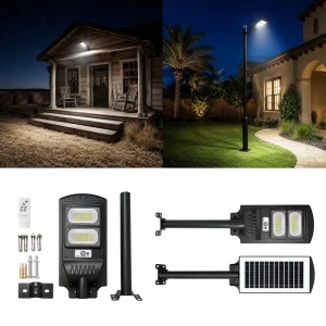 200W IP65 ABS Outdoor Solar LED Street Light 96 LEDs 6V/10W Solar Panel with Motion Sensor Remote Control
