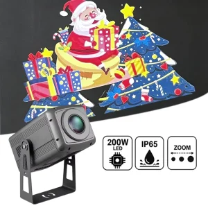 200W LED Aluminum Outdoor Christmas Gobo Projector Zoom DMX IP65 Waterproof Light with 2 Year Warranty