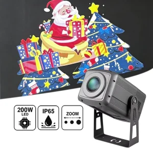 200W LED Zoom Gobo Projector Aluminum Advertising Lights Outdoor Christmas Light IP65 DMX Projection
