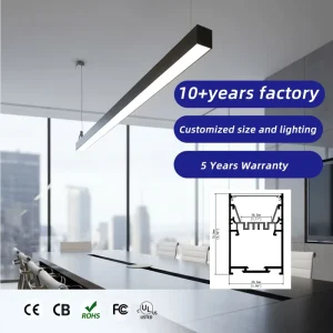 20W 80W Dimmable LED Linear Ceiling Light Suspended Linkable Aluminum Profile Bar Light for Office School Lighting