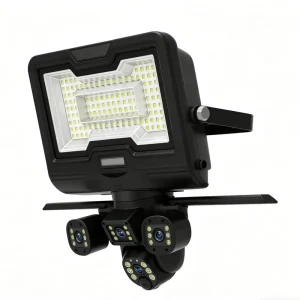 20W Solar Floodlight Triple Lens Camera 9MP 1 2.8 CMOS 24000mAh 58 LEDs IP66 Modern Outdoor Wi Fi Motion Sensor 15m