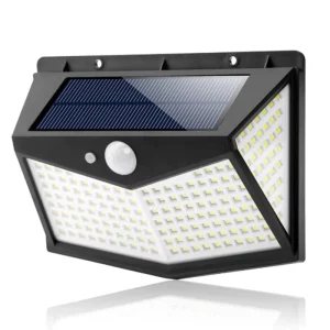 213LED DC Solar Panel Powered Lithium Battery Wall Mounted PIR Motion Sensor IP65 Waterproof 6000K Garden Lights