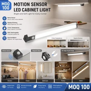2200 MAh LED Motion Sensor Night Light Rechargeable Smart Strip Lamp Wireless Aluminum Alloy Office Bedside Eye Protection Light