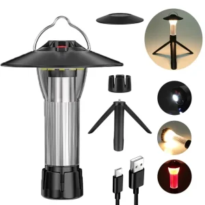 2200mAh Magnetic Camping Lantern Type C Power Bank 5 Modes Stepless Dimmable Waterproof Hanging Emergency Work Light