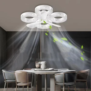 220V LED Ceiling Fan Light Remote Control 3 Speed Dimmable Modern Bedroom Dining Room E27 Lighting Fixture
