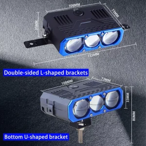220W Three Lens Grille Spotlights Headlight Fog Lights High Low Beam BiLED Projector Lens Car Lights