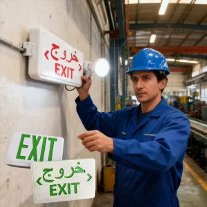 220v IP65 LED Illuminated White Exit Signs Fire Emergency Lighting Indicator 3 Hours Duration Commercial Engineering Use