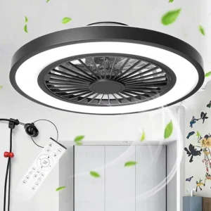 24 Inch Modern DC Motor Remote Control 5 Blades Black 60W LED Bedroom 110V 220V Mount Ceiling Fan with Light