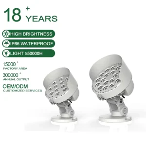 24W High Bright Landscape Architectural LED Outdoor Spotlight IP67 Waterproof Floodlight CRI 90 Adjustable Beam Angle 5-120