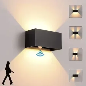 24W Motion Sensor Human Body Sensor Rectangle Wall Fixture Outdoor Wall Mounted Lighting Modern Villa Decoration Wall Light