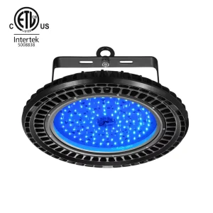250W ETL Listed Round High Bay Light Indoor IP65 High Brightness with DMX Wireless Control RGBW LED Colorful Light for Stadiums