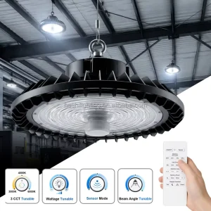 250w Tunable Wattage Industrial Led Highbay Light 60° 90° 120° Adjustable Beam Angle 185Lm W Powerful Hanging UFO High Bay Light