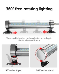 25W LED CNC Machine Tool Work Light IP68 Waterproof Lathe CNC Lighting Round Strip Light Tube 24V 36V 220V