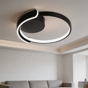 25W LED Flush Mount Ceiling Light Modern AC Small D40xH6cm 3500K Warm White Black Metal+White Silicone Bedroom Ra70 30000 Hours