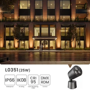 25W RGBW LED Flood Light Full Spectrum 1800K-10000K IP66 Waterproof Architectural Projector for Building & Bridge