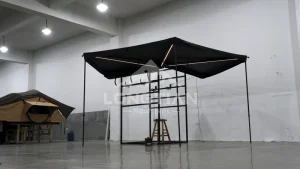 270 Degree Awning Tri Color LED Full Bar Double Pole 600D Oxford Plum Base 2m 2.5m 4 x 4 OEM 8 Color
