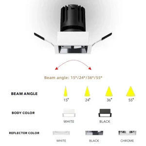 2700-6000K Indoor Lighting Round square Recessed Spotlight Amber Spot Light 5 Inch square Anti-glare Downlight