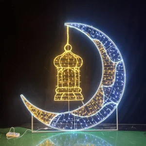 2D Motif Ramadan Decoration Lighted Star Moon Crescent with LED Rope Light