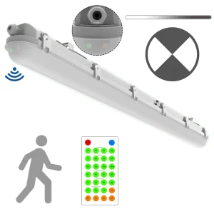 2FT 18W LED Waterproof Sensor Battery Linear Lighting Emergency Vapor Tight Batten with Sensor Light Stairwell IP65 IK08