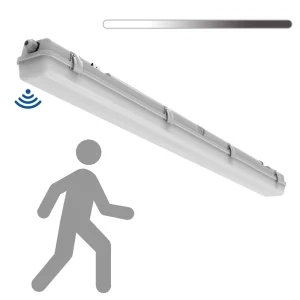 2FT 20 Watt LED Waterproof Sensor Linear Lighting Batten Vapor Tight Microwave Sensor Light Parking Lot Stair Well IP65 IK08