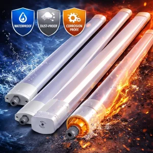 2FT 4FT 6FT 18W 36W 45W Industrial Workshop LED Tri proof Light Waterproof Vapor Tight IP65 Rating for Garages Dimming Options