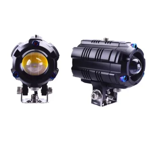 2PCS Dual Color Motorcycle Mini Spotlight Headlight Driving Fog Hi/Lo LED Auxiliary Lamp Super Bright Light Kits for Dirt Truck