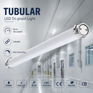 2ft 4ft 5ft LED Tubular Weatherproof Light IP69K Tri Proof Fixture for Commercial and Industrial Projects