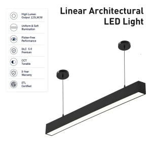 2ft LED Linear Light 130lm/W CCT Power Selectable ETL DLC 5.1 Surface Mount for Retail Store Lighting