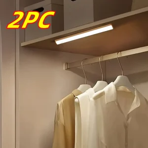 2pcs 20CM Rechargeable LED Smart Motion Sensor Magnetic Strip Night Light Bedside Staircase Cabinet Closet Lights