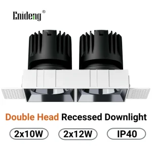 2x10W 2x12W Double Head Recessed LED Downlight IP40 Commercial Spot Light 80lm w Adjustable Ceiling Fixture Architectural Lamp
