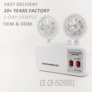 2x3W Dual Head LED Emergency Light Rechargeable Backup Lighting with 85-265V Wall Mounted 2 Hours Runtime Lamp