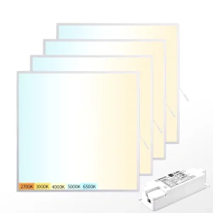 2×4 FT Dimmable 50W 3CCT Commercial Panel Light 3-Color Changing LED Troffer for Office Retail Warehouse & Commercial Space