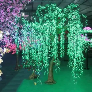 3*1.5m Green LED Tree Lights for Roads and Gardens LED Willow Tree