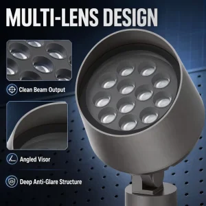3 2700K LED IP66 Adjustable Beam Angle Landscape Spotlight Flood Light 18W 36W Energy Star Certified 5 Year Warranty