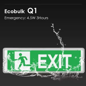 3 Hours LED Emergency Bulkhead IP65 LiFePO4 Battery CE CB SAA Surface Suspended Mounted Manual Auto Test Exit Sign Lamp