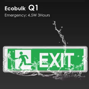3 Hours LED Emergency Bulkhead IP65 Waterproof LiFePO4 Battery CE CB SAA Surface Suspended Mounted Exit Sign Light OEM